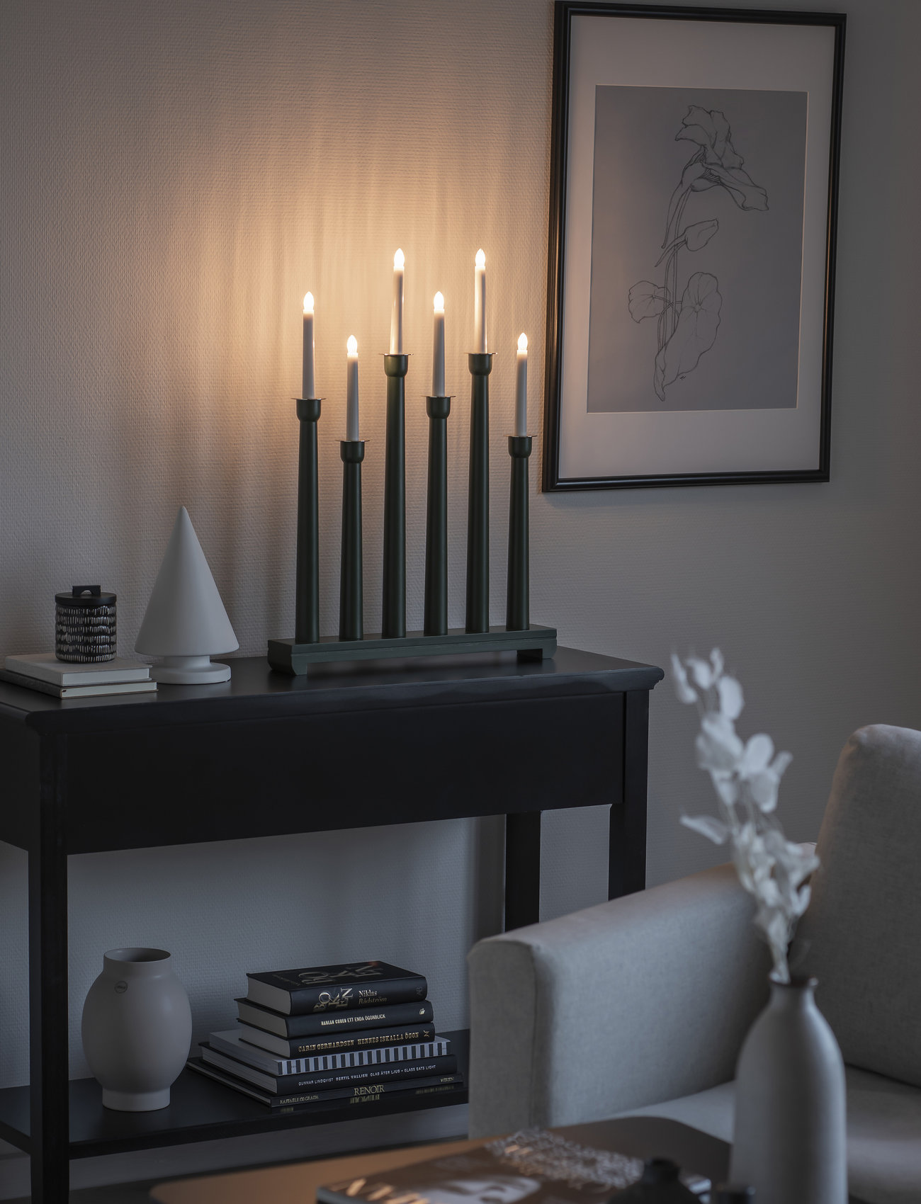 Konstsmide - Candlestick wood 6 bulbs - christmas lighting - green - 1