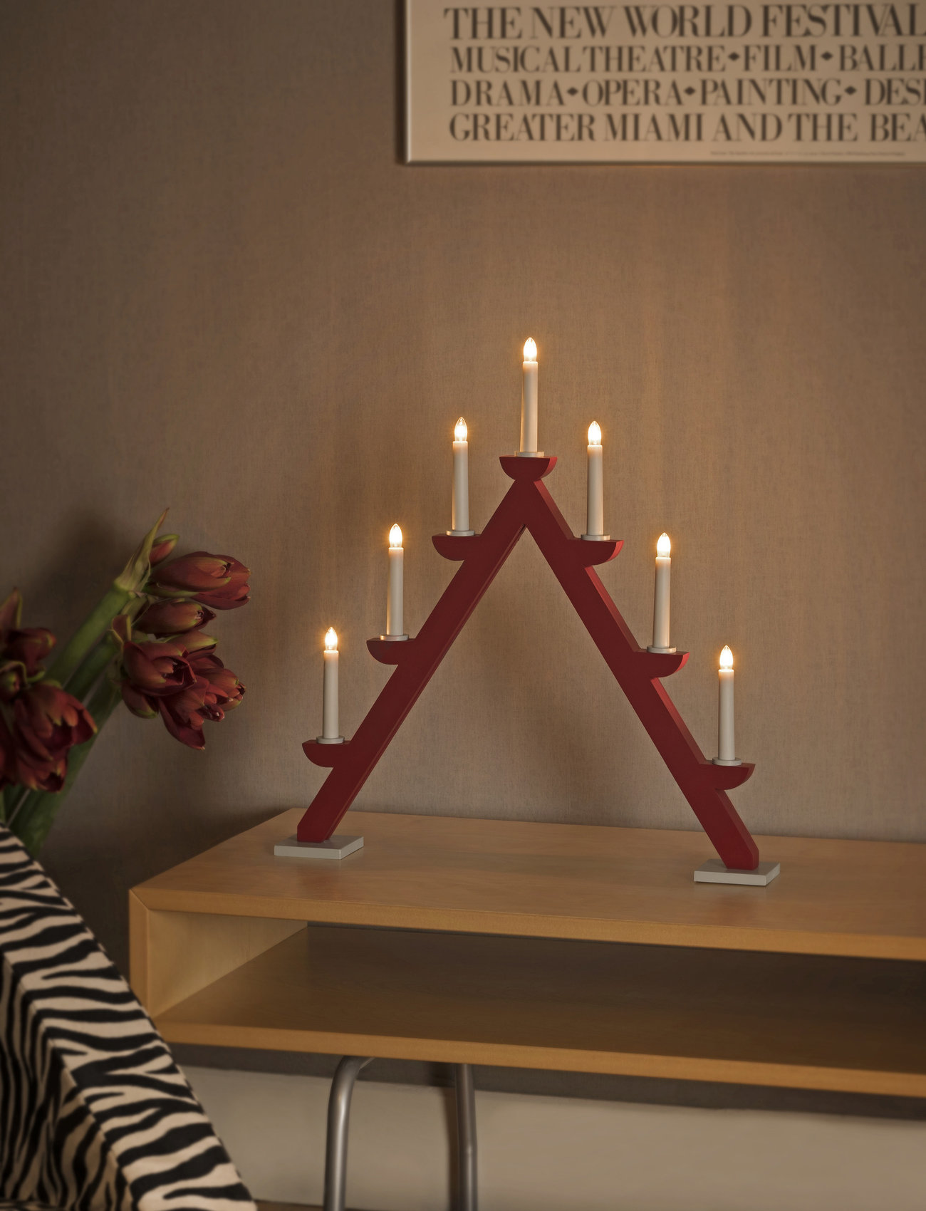 Konstsmide - Candlestick wood 7 bulbs - kalėdinės lemputės - red - 1