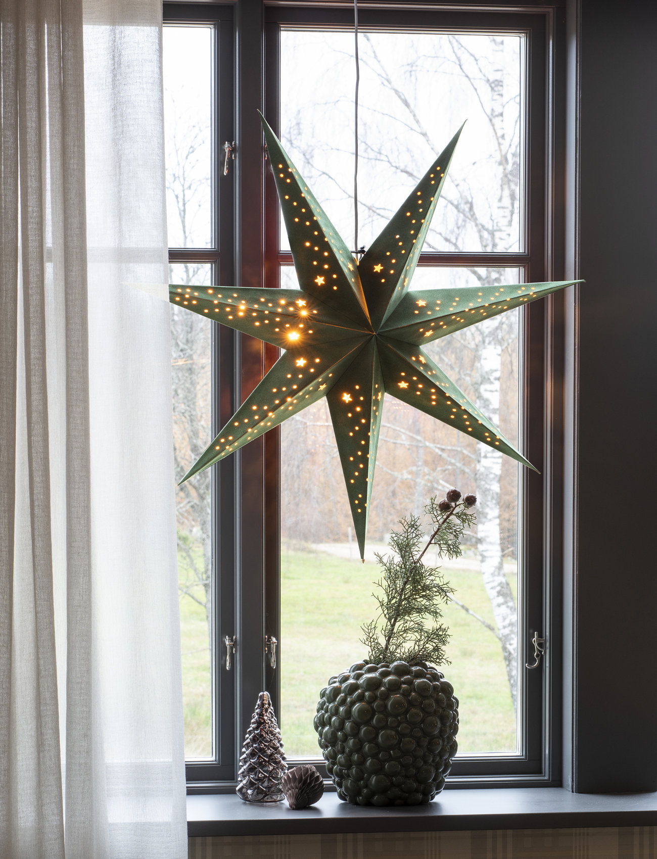 Konstsmide - Paper star velvet 78cm 7points - lowest prices - green - 1
