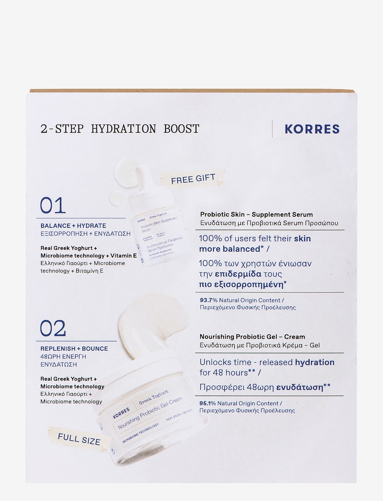 KORRES - Greek Yoghurt 2-Step Hydration Boost Skincare Set, Cream 40ml + Serum 15ml - til hende - no color - 1