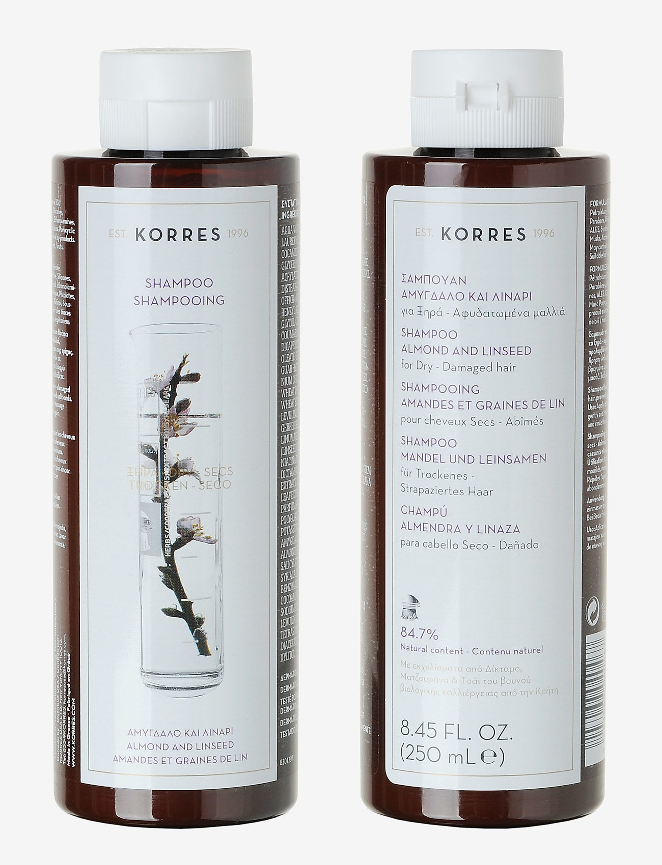 KORRES - Almond + Linseed Shampoo For Dry / Damaged Hair - shampoo - clear - 1