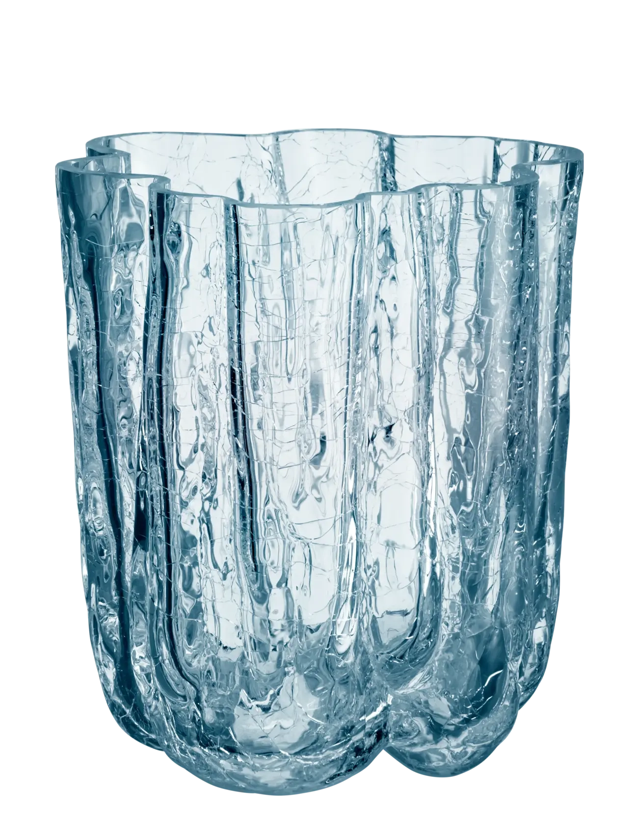 Kosta Boda Crackle-Vase, Cirkulær, 121 Mm, Tulipanvase, Blå, Str: 12.1 CM