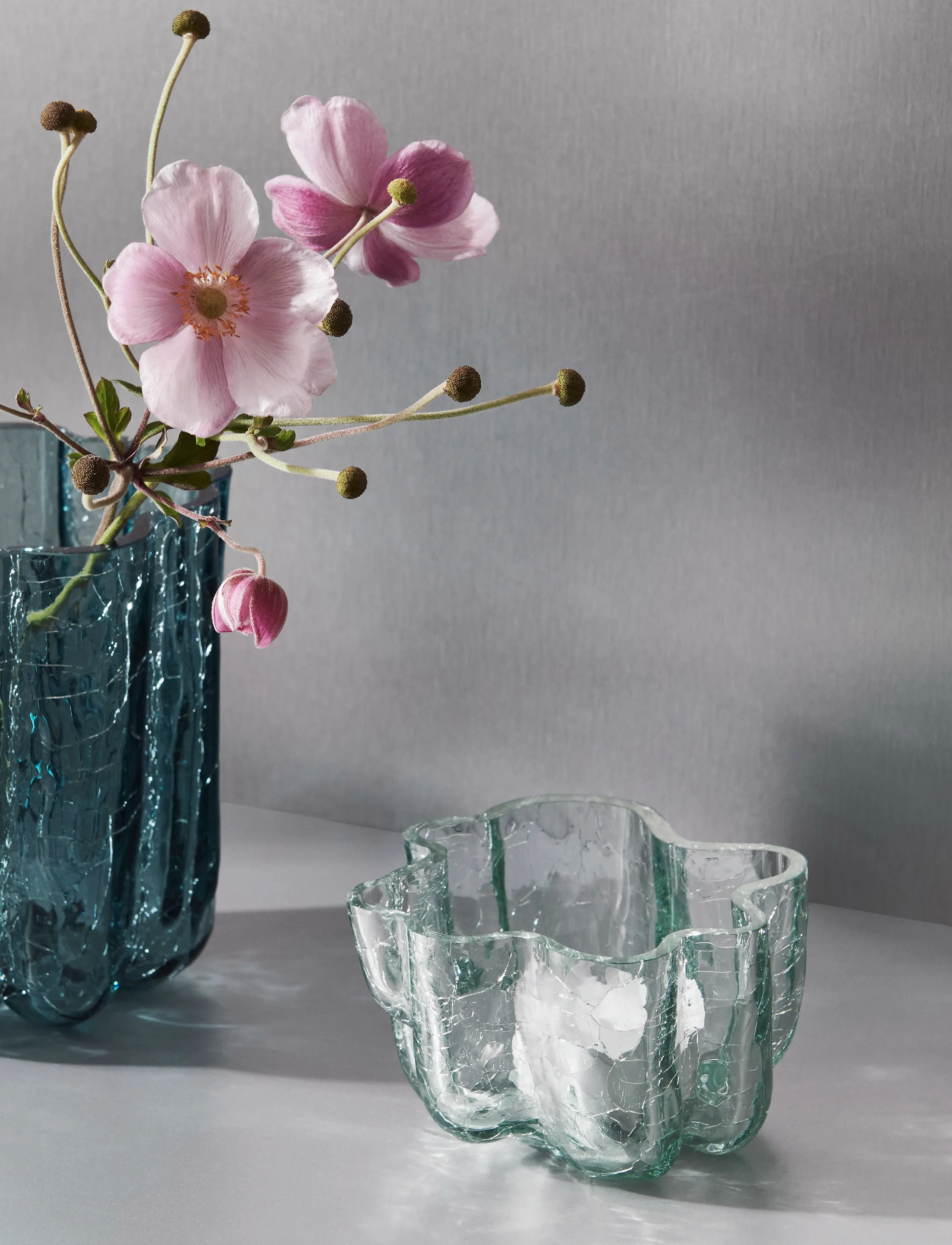 Kosta Boda Crackle vase - Konfirmation - CIRCULAR / blue