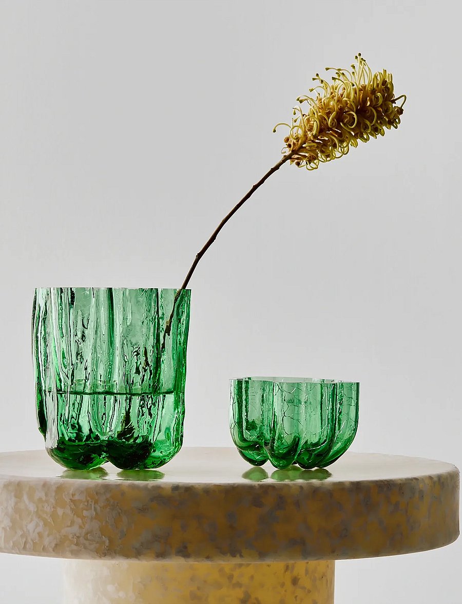Kosta Boda - Crackle vas mörkgrön 121mm - teelichthalter - green - 2