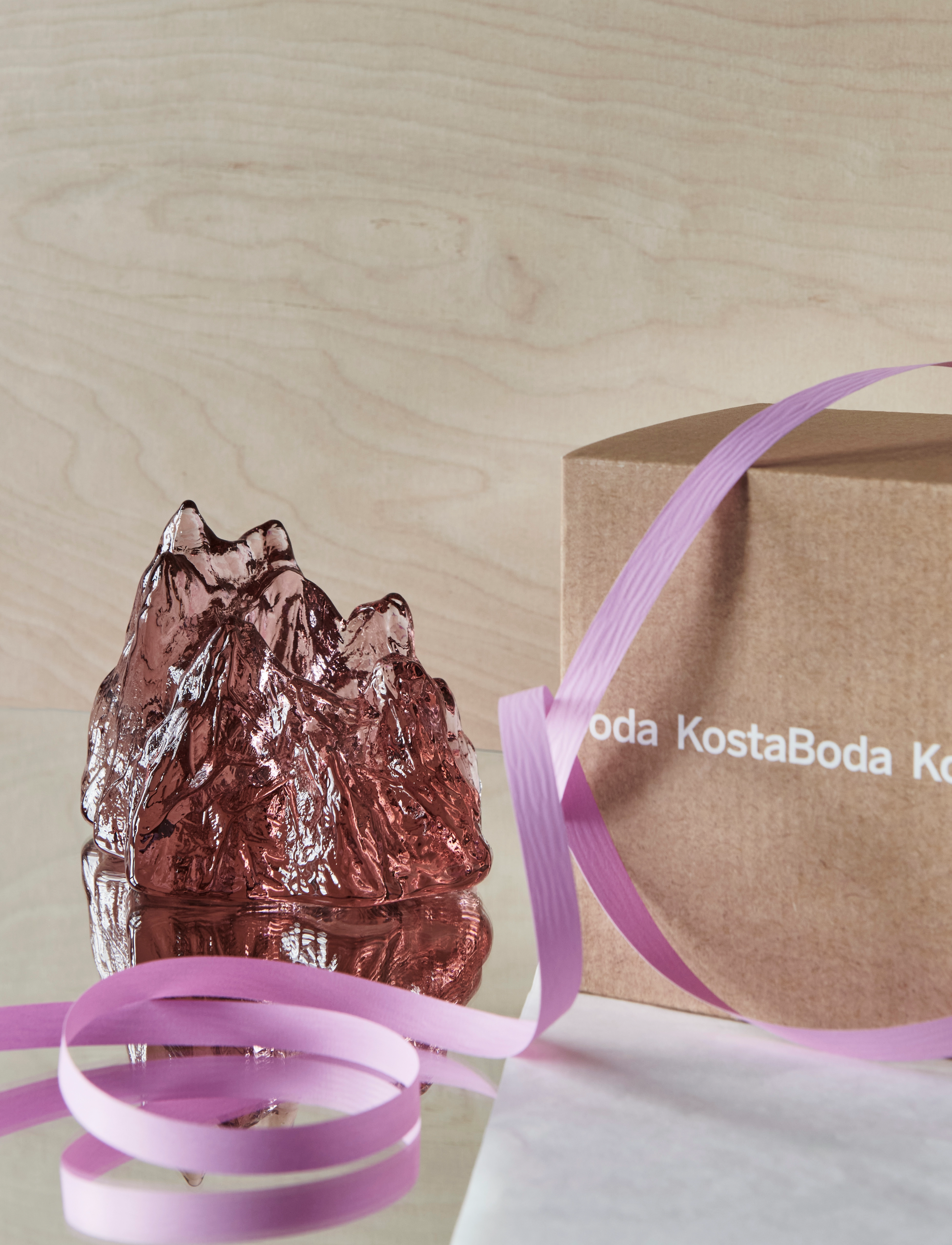 Kosta Boda - The Rock ljuslykta - køb efter pris - pink - 2