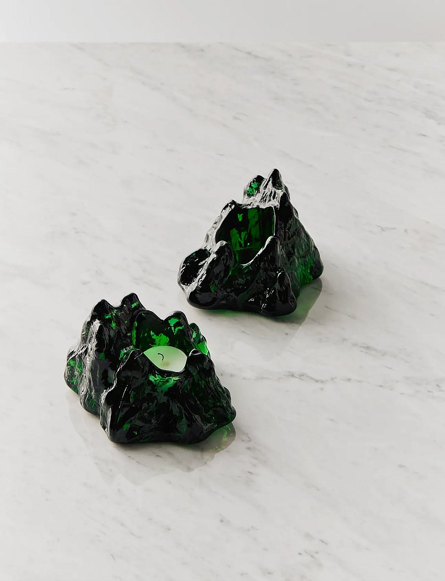 Kosta Boda - The Rock ljuslykta smaragd grön 91mm - teeküünlahoidjad - green - 0