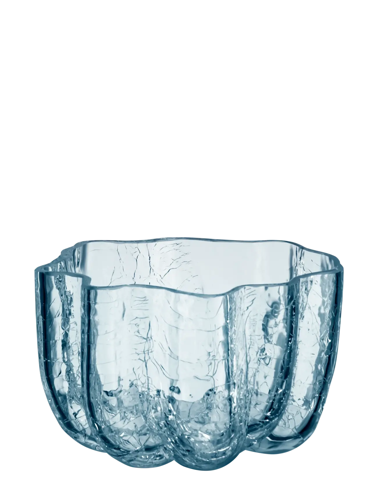 Kosta Boda Crackle Lyslygte, Cirkulær, 58 Mm, Fyrfadsstage, Blå, Str: 5.8 CM