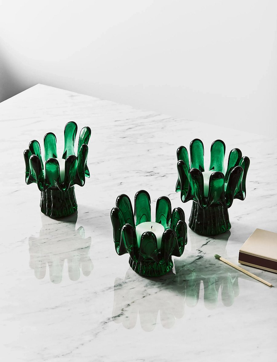 Kosta Boda - Solros smaragdgrön 115mm - teelichthalter - green - 3