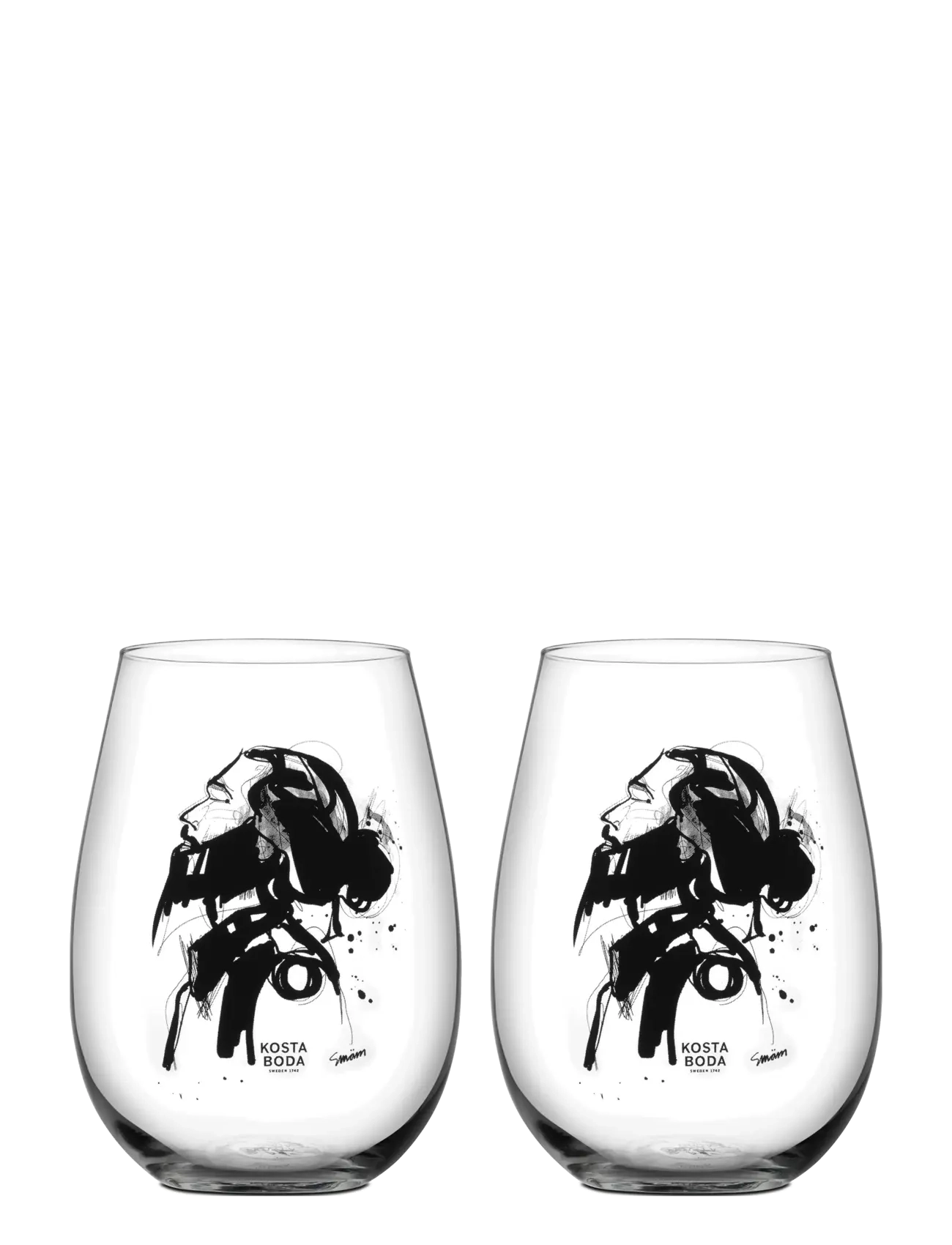 Kosta Boda All About You/Love Him Svart 2-Pack 57Cl, 57 CL, Glass, Nackt - Wine Homeware