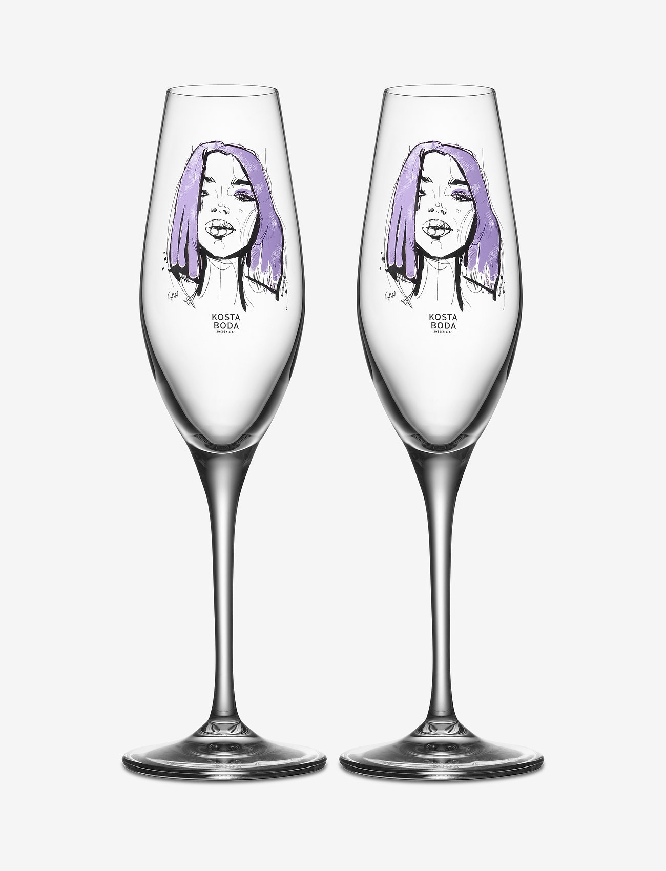 Kosta Boda - ALL ABOUT YOU FOREVER MINE CHAMPAGNE 2-PACK 23CL - kuohuviinilasit - purple - 0