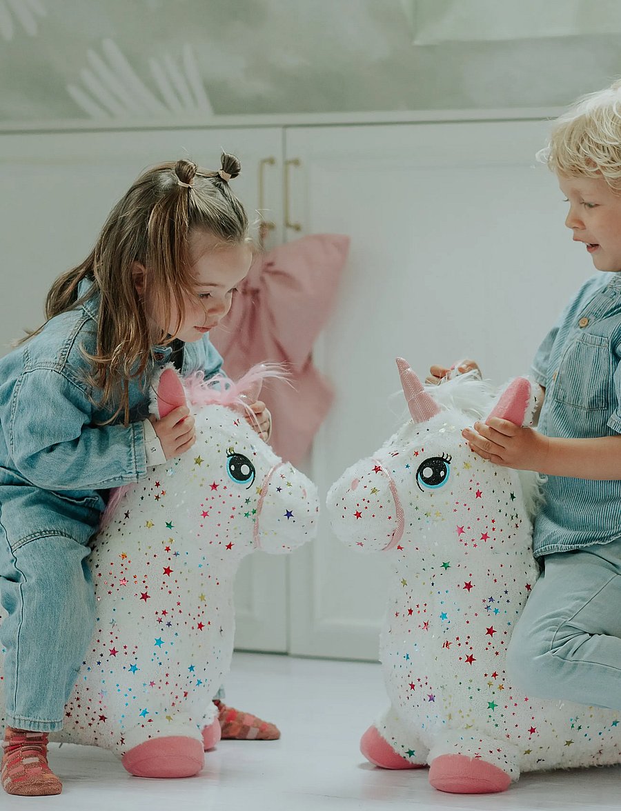 KREA - KREA Hop And Bounce Plush Unicorn w white hair - gåbilar - multi - 4