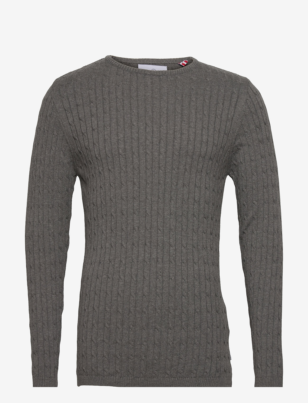 Kronstadt - Cable Cotton knit - basic-strickmode - anthracite - 0