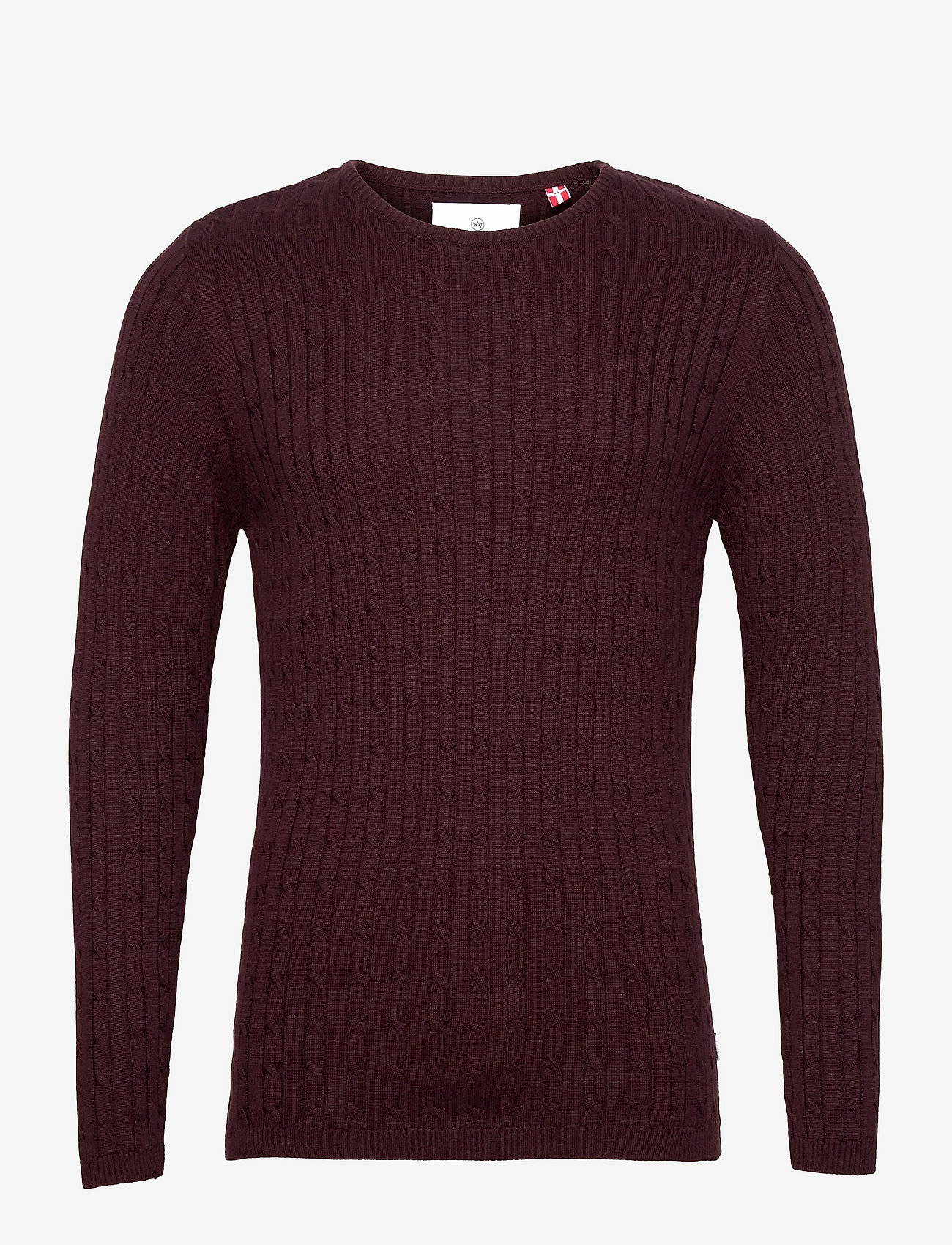 Kronstadt - Cable Cotton knit - basic knitwear - bordeaux mel - 0
