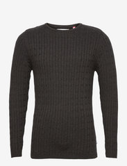 Kronstadt - Cable Cotton knit - basic knitwear - charcoal - 0
