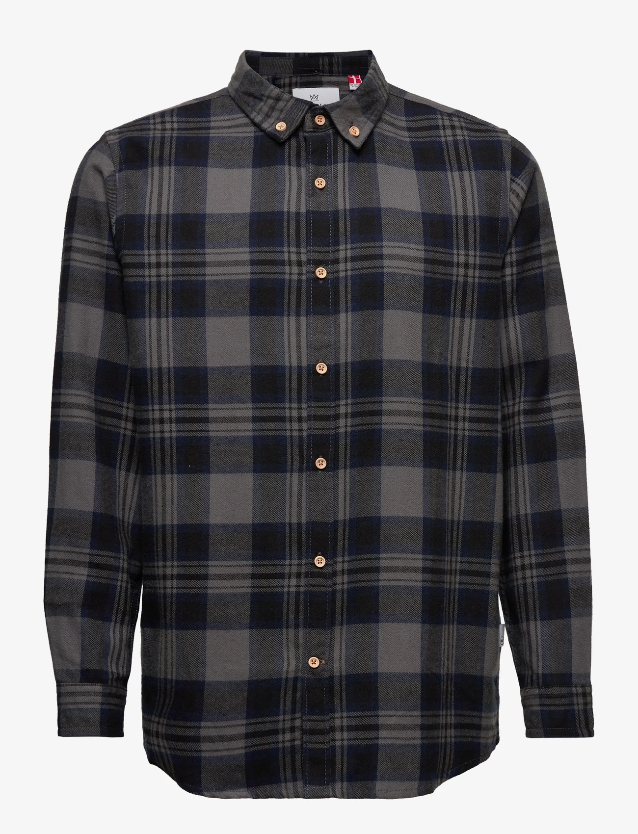 Kronstadt - Johan Kids Flannel check shirt - pikkade varrukatega särgid - grey / royal blue - 0