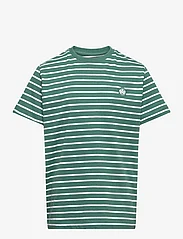 Kronstadt - Timmi Kids Organic/Recycled striped t-shirt - ar īsām piedurknēm - mallard green/white - 0