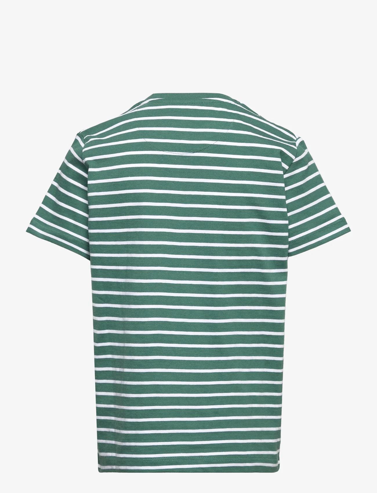 Kronstadt - Timmi Kids Organic/Recycled striped t-shirt - kurzärmelige - mallard green/white - 1