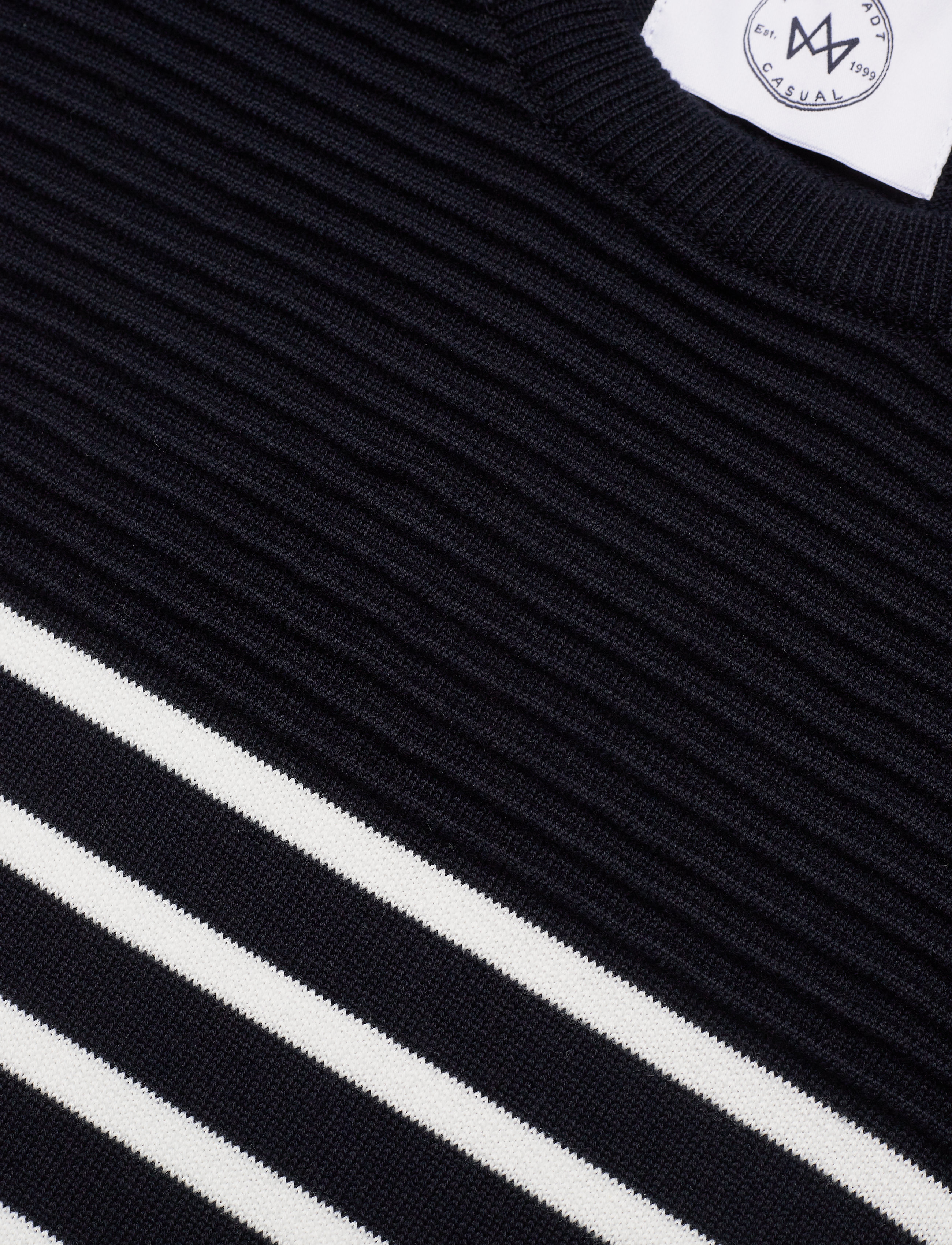 Kronstadt - Link Cotton stripe knit - navy / off white - 2