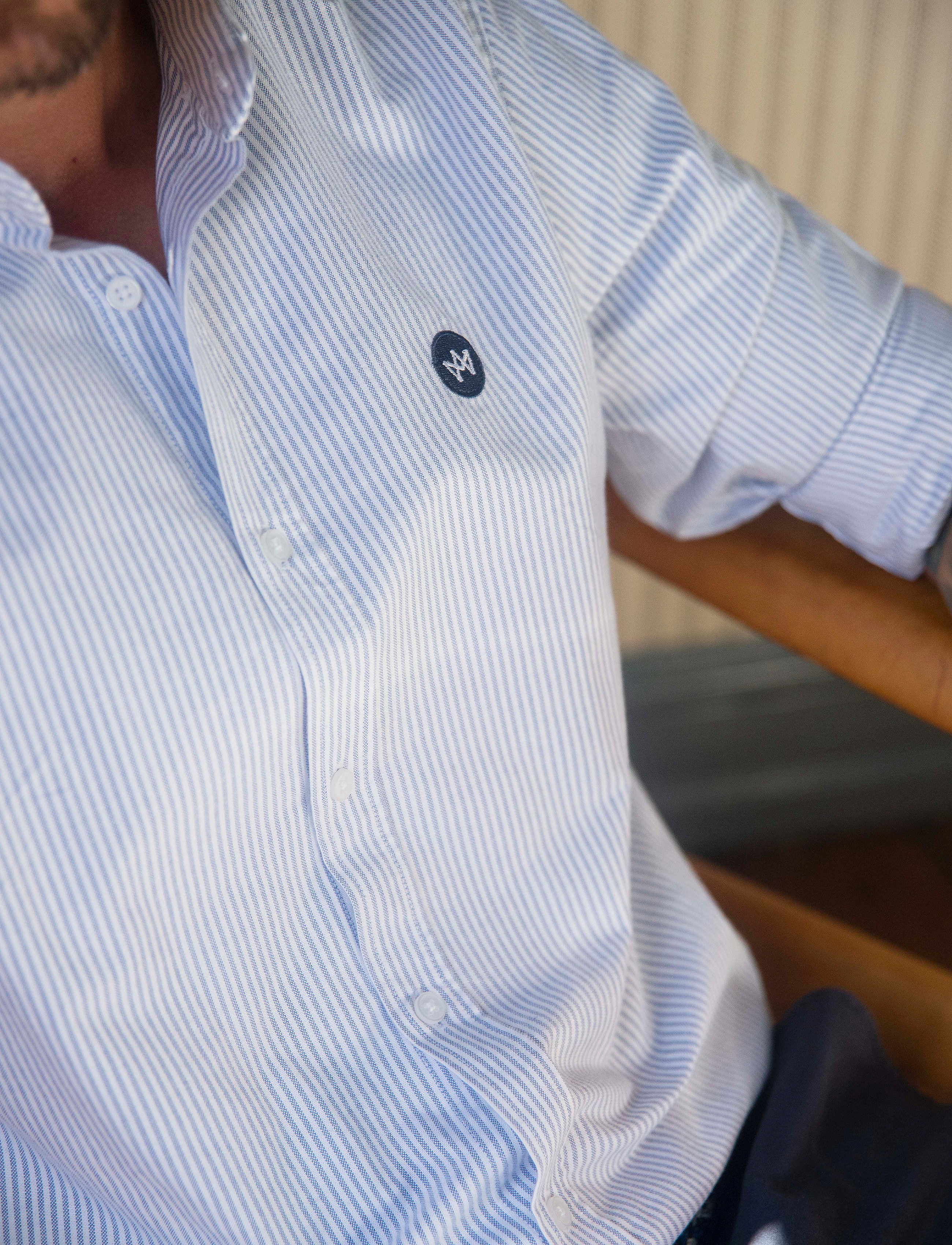 Kronstadt - Johan Oxford Stripe - white / light blue - 3