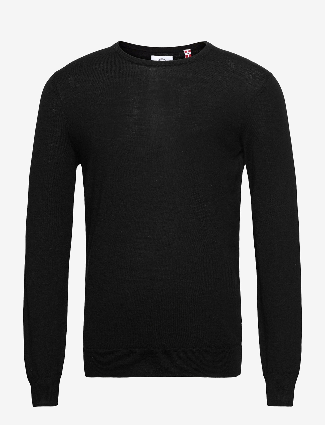 Kronstadt - Johs Merino crew neck knit - megzti laisvalaikio drabužiai - black - 0