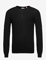 Kronstadt - Johs Merino crew neck knit - megzti laisvalaikio drabužiai - black - 0