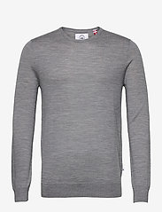 Kronstadt - Johs Merino crew neck knit - megzti laisvalaikio drabužiai - grey mel - 0