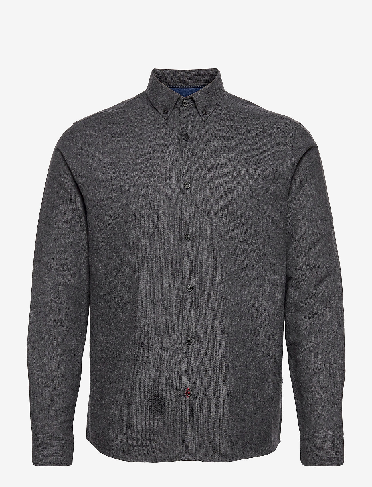Kronstadt - Johan Herringbone flannel shirt - basic shirts - black - 0