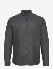 Kronstadt - Johan Herringbone flannel shirt - tavalised t-särgid - black - 0