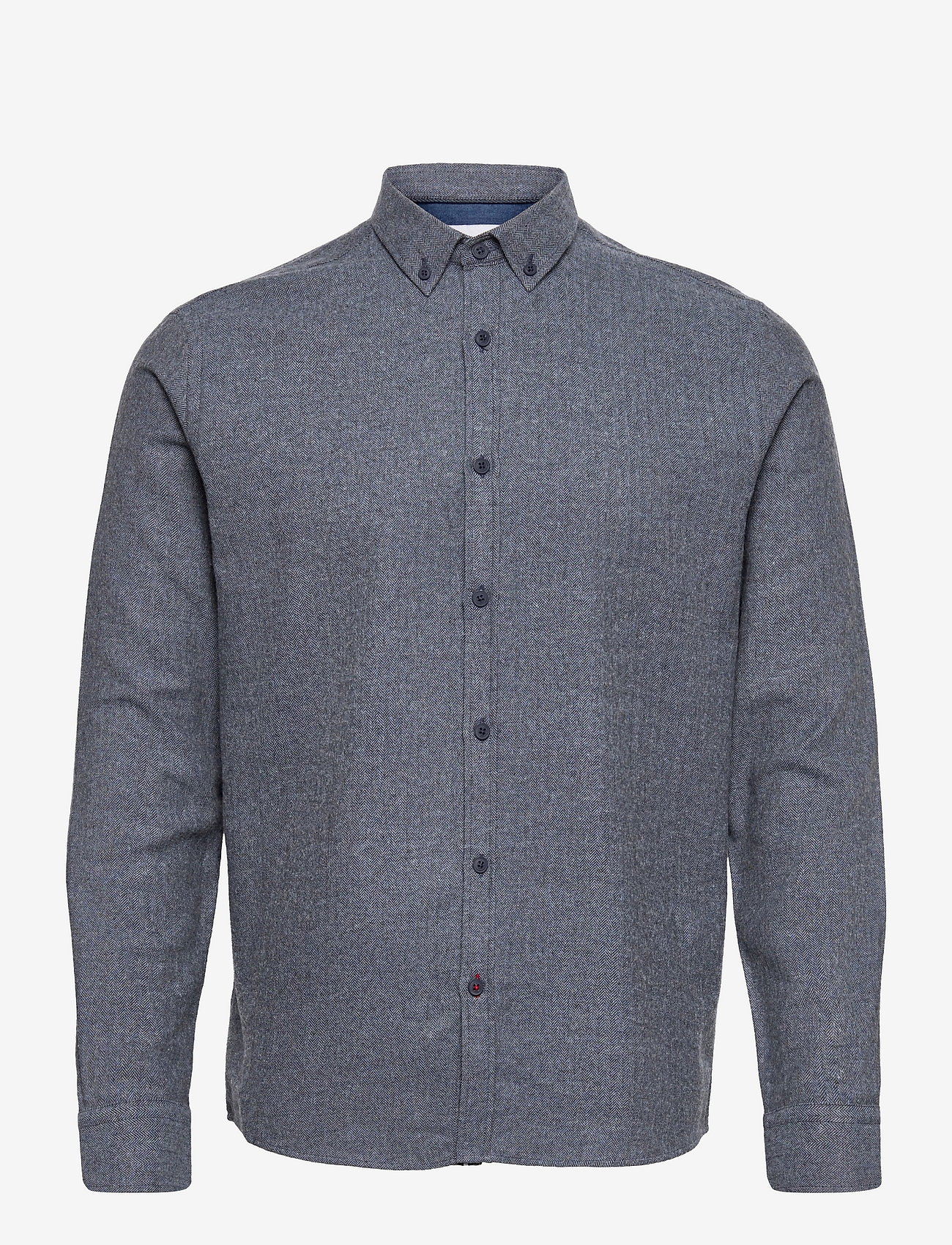 Kronstadt - Johan Herringbone flannel shirt - tavalised t-särgid - navy - 0