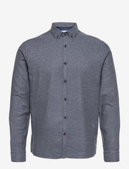 Kronstadt - Johan Herringbone flannel shirt - tavalised t-särgid - navy - 0