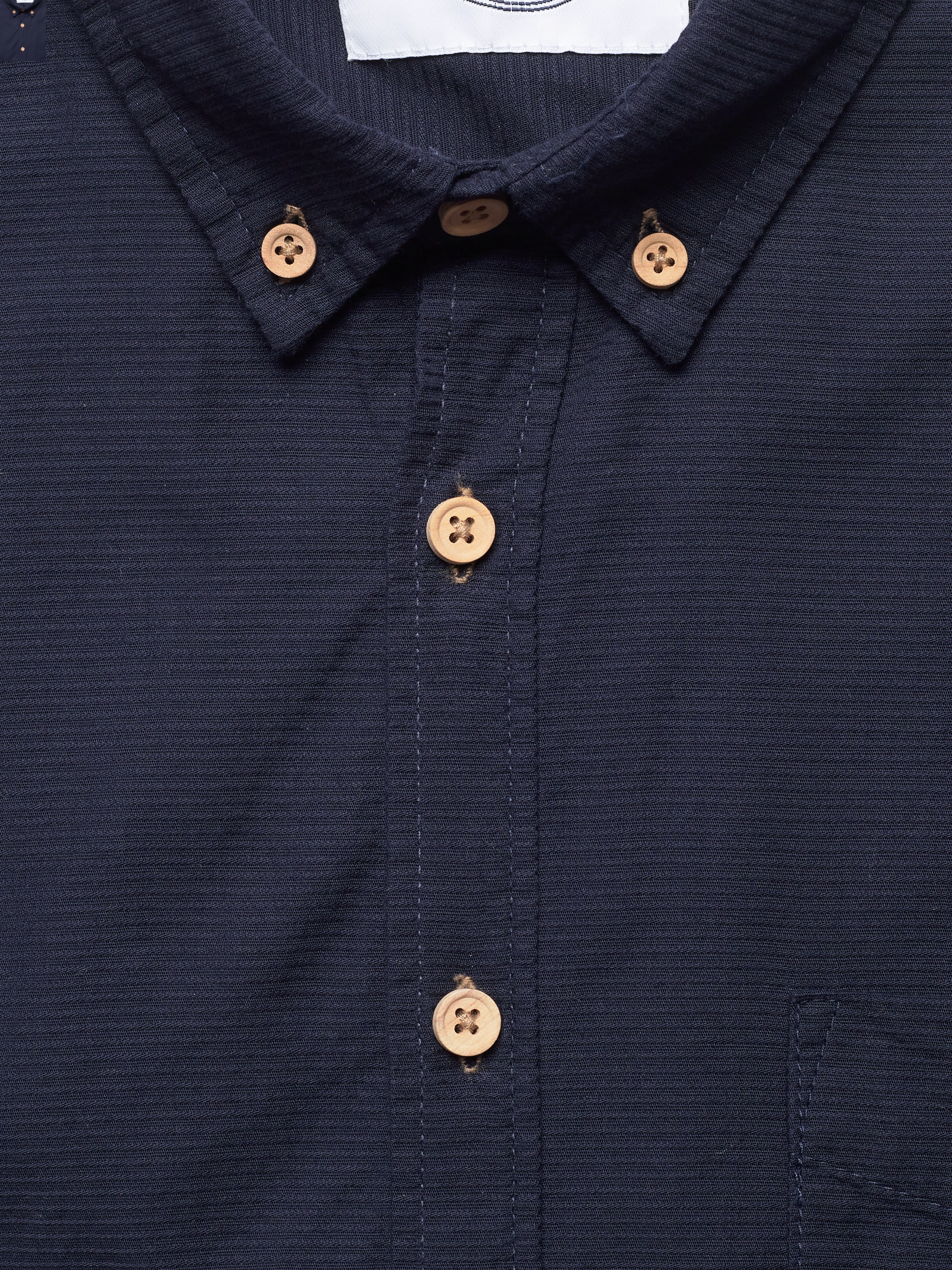 Kronstadt - Johan Seersucker s/s shirt - navy - 2