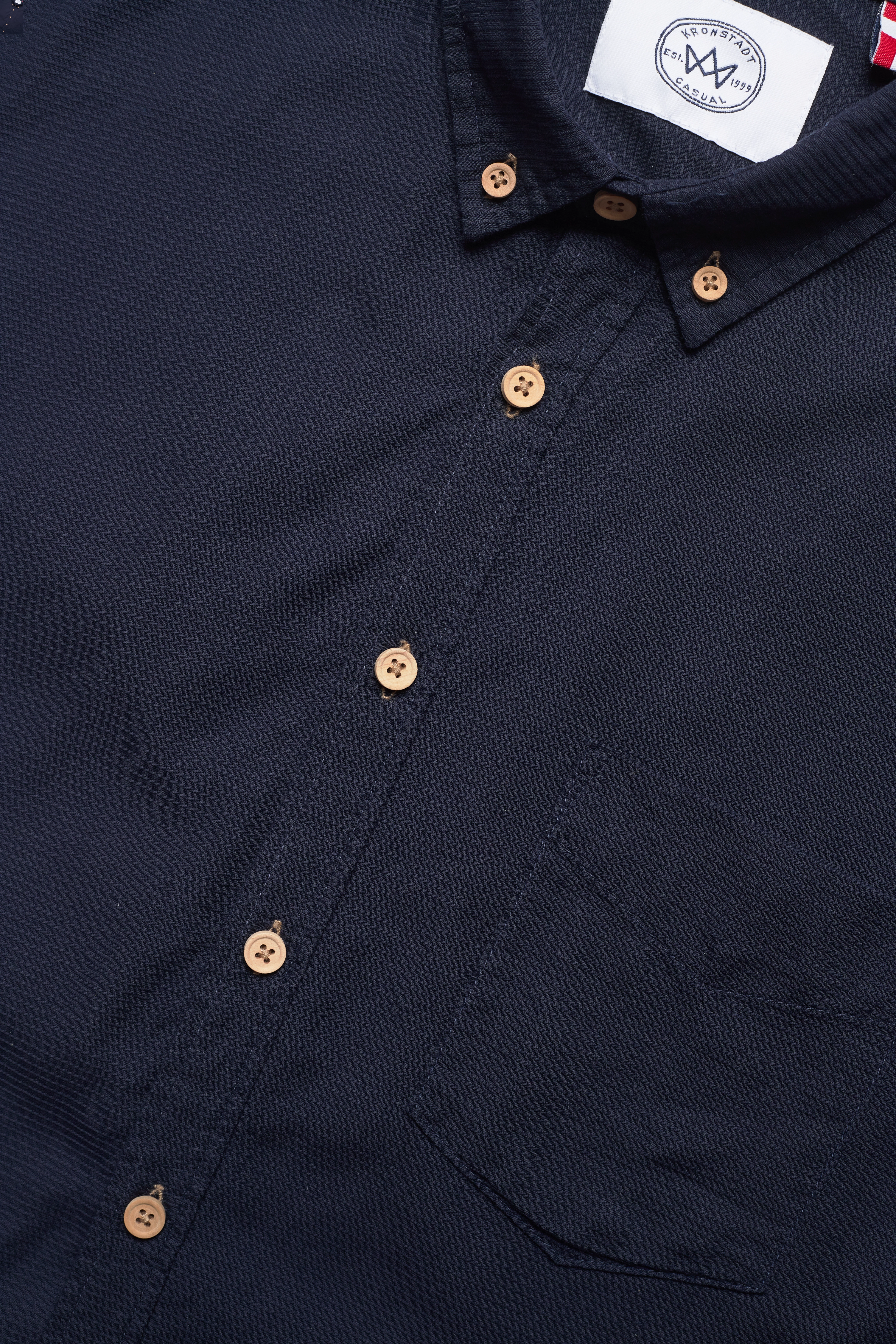 Kronstadt - Johan Seersucker s/s shirt - navy - 3