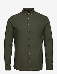 Kronstadt - Dean Diego Cotton shirt - basic shirts - army - 0