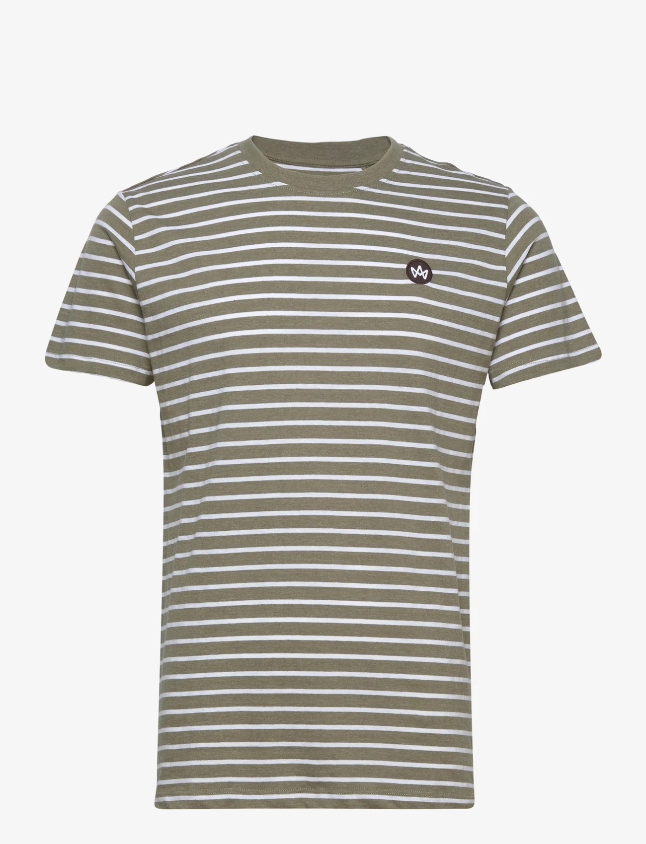 Kronstadt - Timmi Organic/Recycled striped t-shirt - moss mel - 0