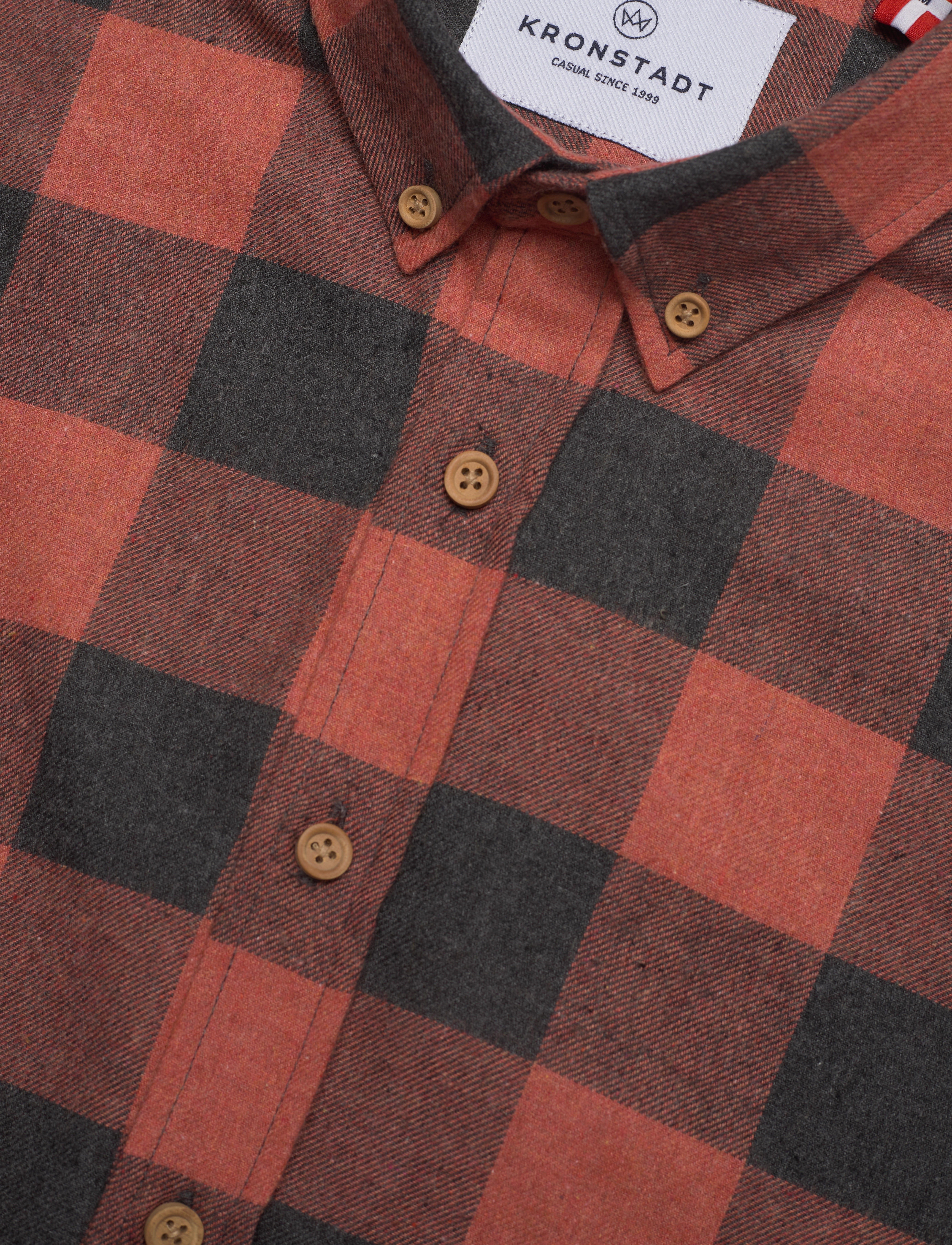 Kronstadt - Johan Flannel checked shirt - orange - 3