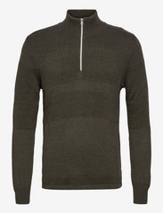 Kronstadt - Hannes half zip cotton knit - laveste priser - army - 0