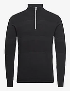 Hannes half zip cotton knit - BLACK