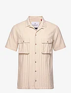 Ramon Cuba herringbone S/S shirt - OFF WHITE