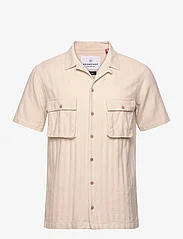 Kronstadt - Ramon Cuba herringbone S/S shirt - basic shirts - off white - 0