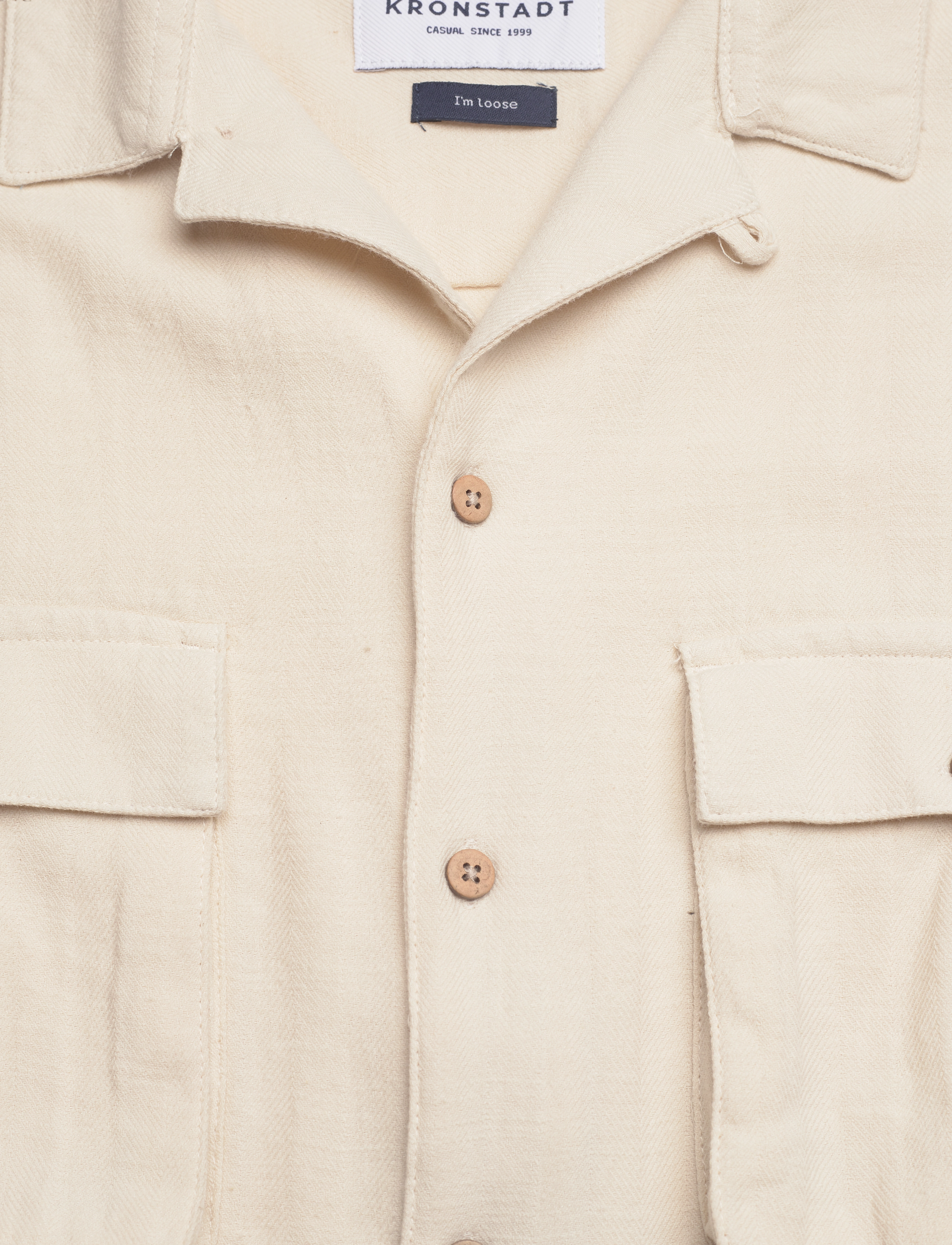 Kronstadt - Ramon Cuba herringbone S/S shirt - off white - 2