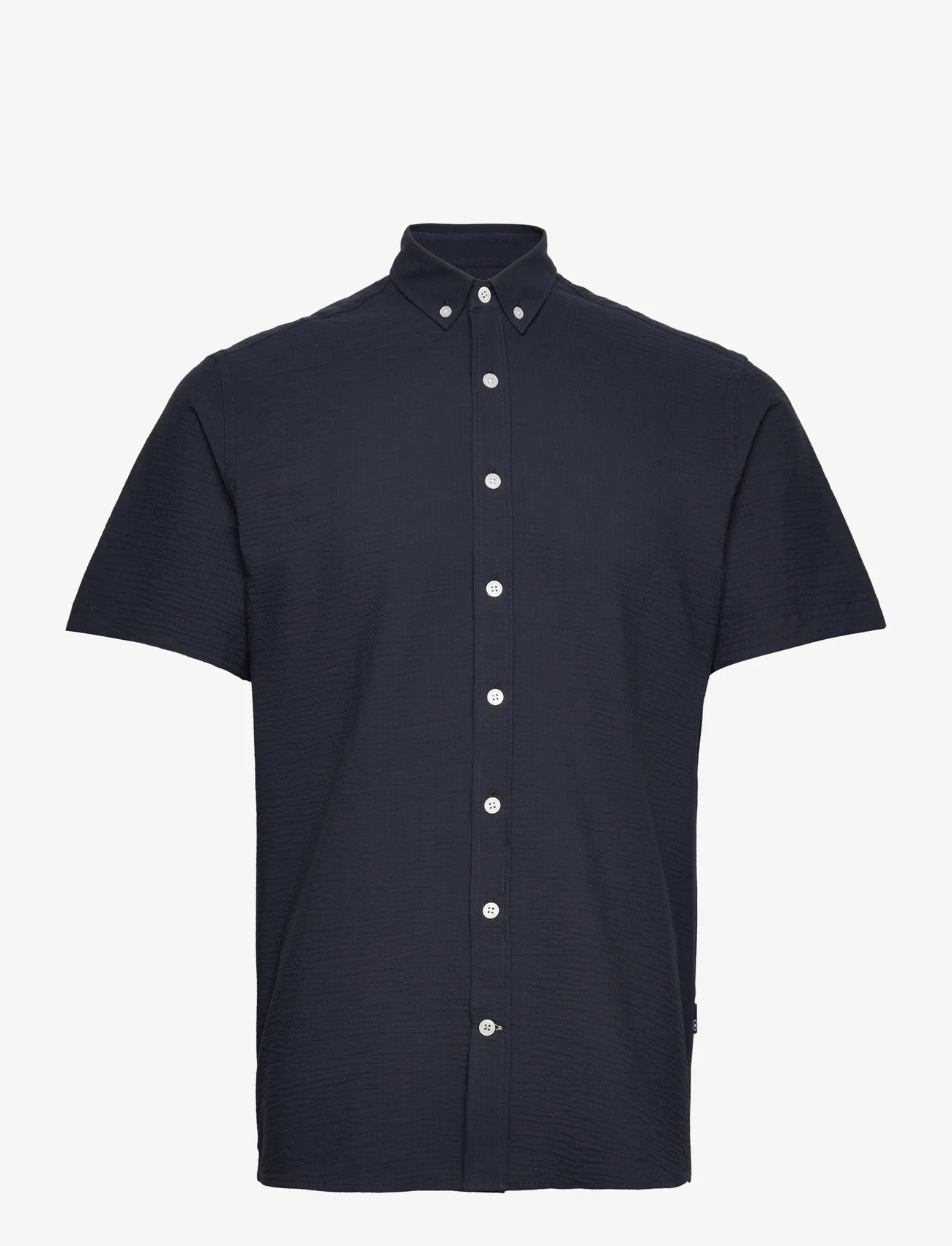 Kronstadt - Johan seersucker S/S shirt - laisvalaikio marškiniai - navy/navy - 0