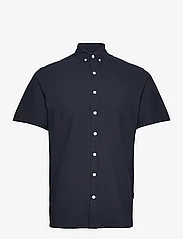 Kronstadt - Johan seersucker S/S shirt - laisvalaikio marškiniai - navy/navy - 0