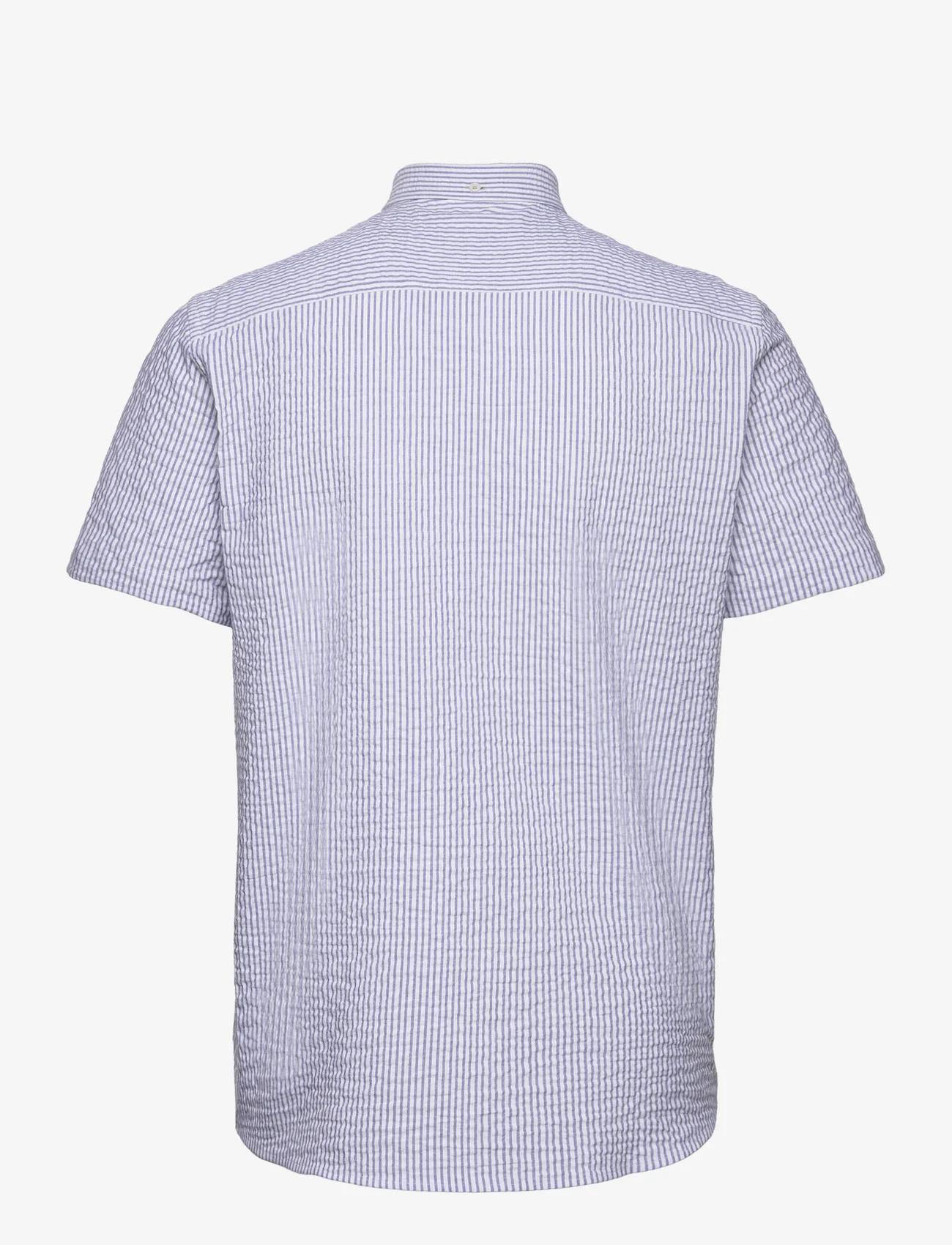Kronstadt - Johan seersucker S/S shirt - laisvalaikio marškiniai - navy/white - 1
