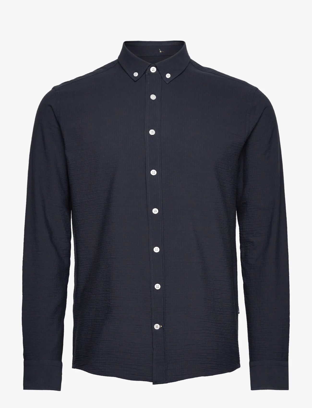 Kronstadt - Johan Seersucker shirt - tavalised t-särgid - navy/navy - 0