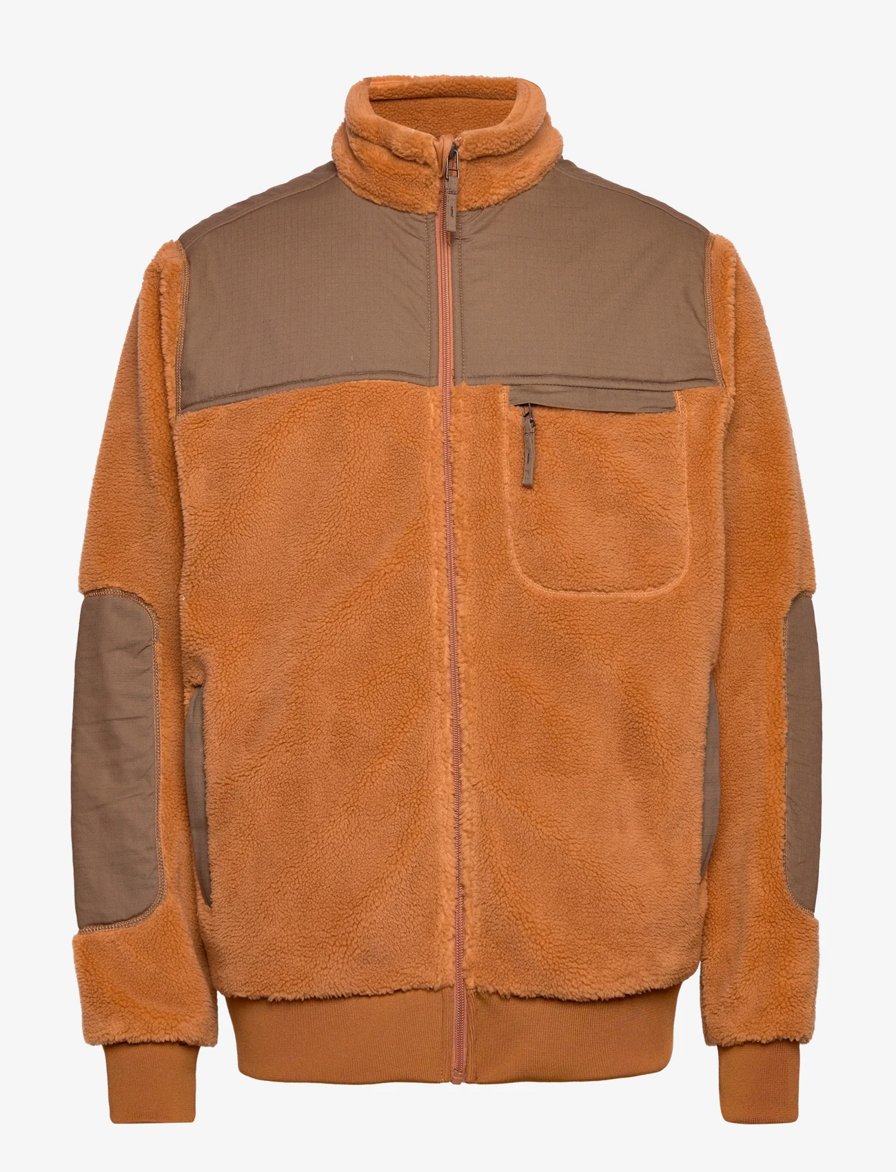 Kronstadt - Kayson Teddy rib zip jacket - mid layer jackets - light tobacco - 0