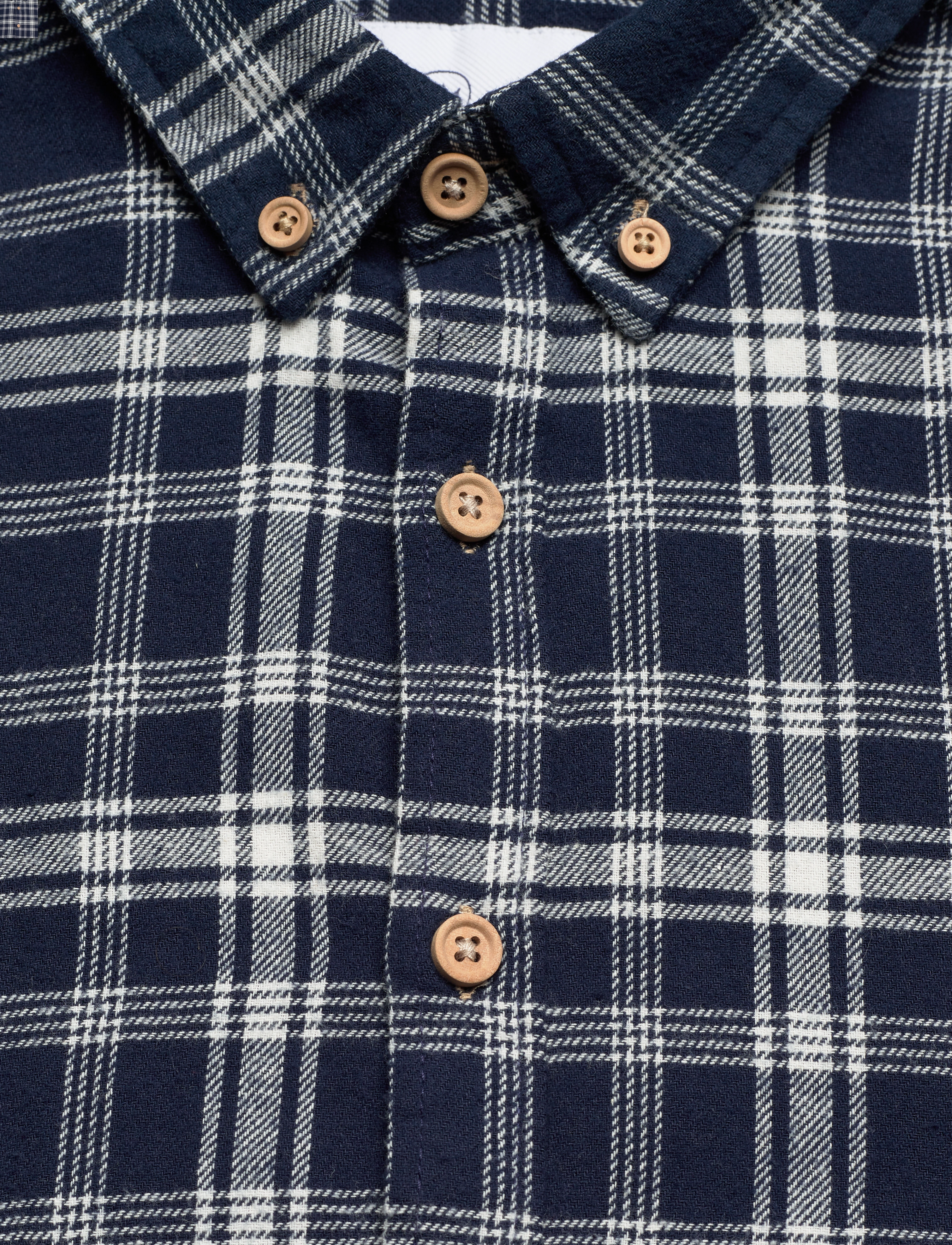 Kronstadt - Johan Flannel check 01 shirt - navy / white - 2