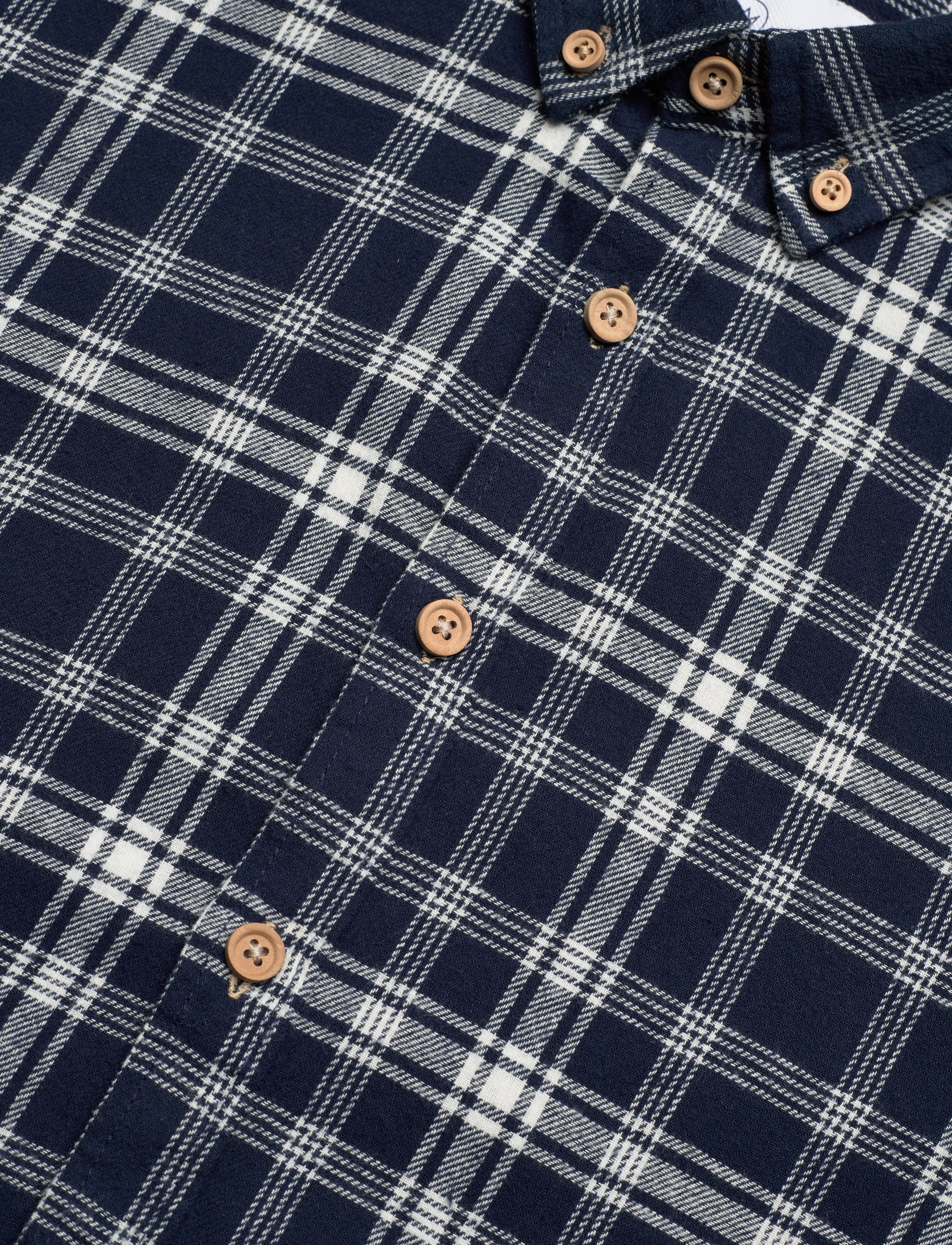 Kronstadt - Johan Flannel check 01 shirt - navy / white - 3