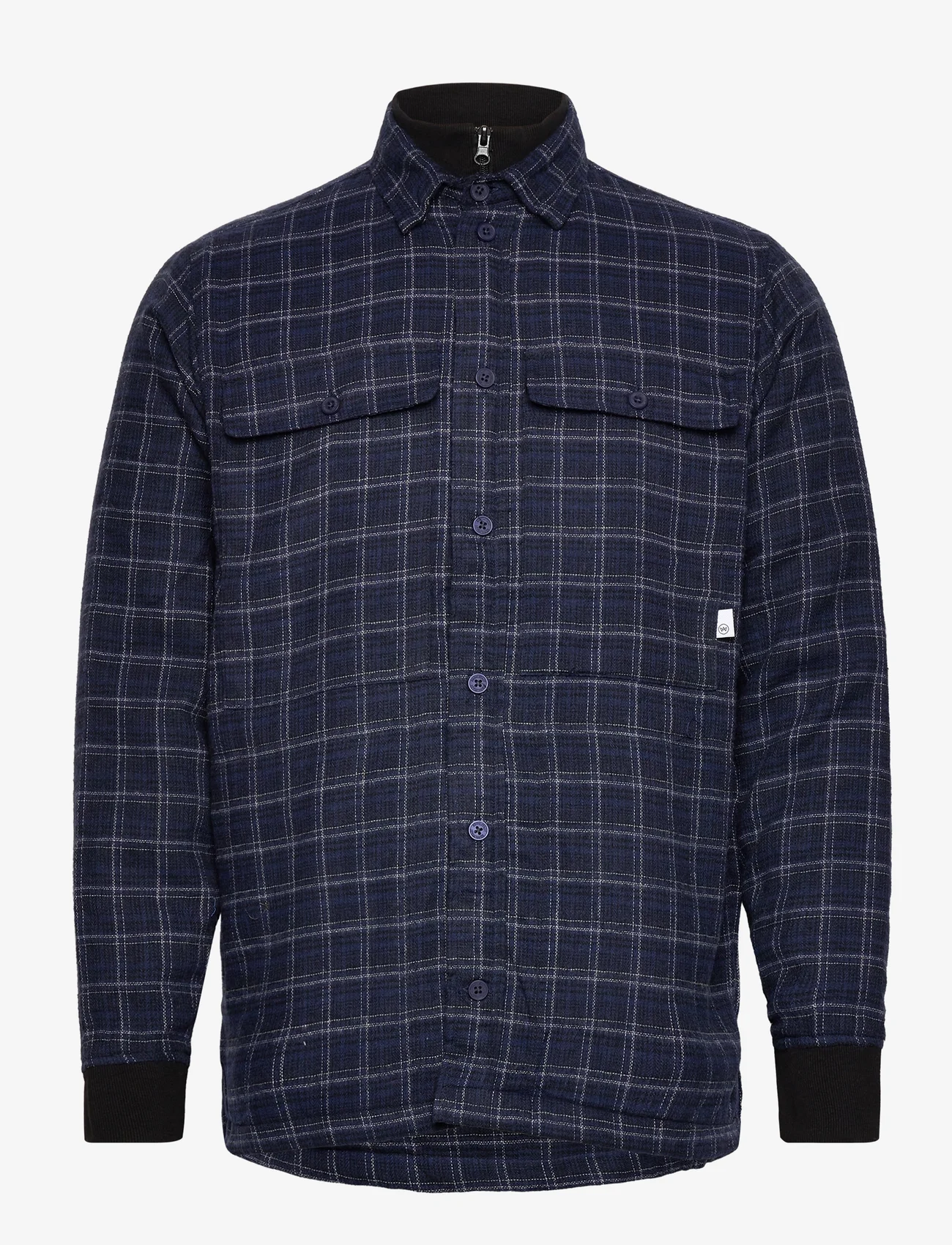 Kronstadt - Ramon Flannel check 07 quilted overshirt - vyrams - navy - 0