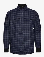 Ramon Flannel check 07 quilted overshirt - NAVY