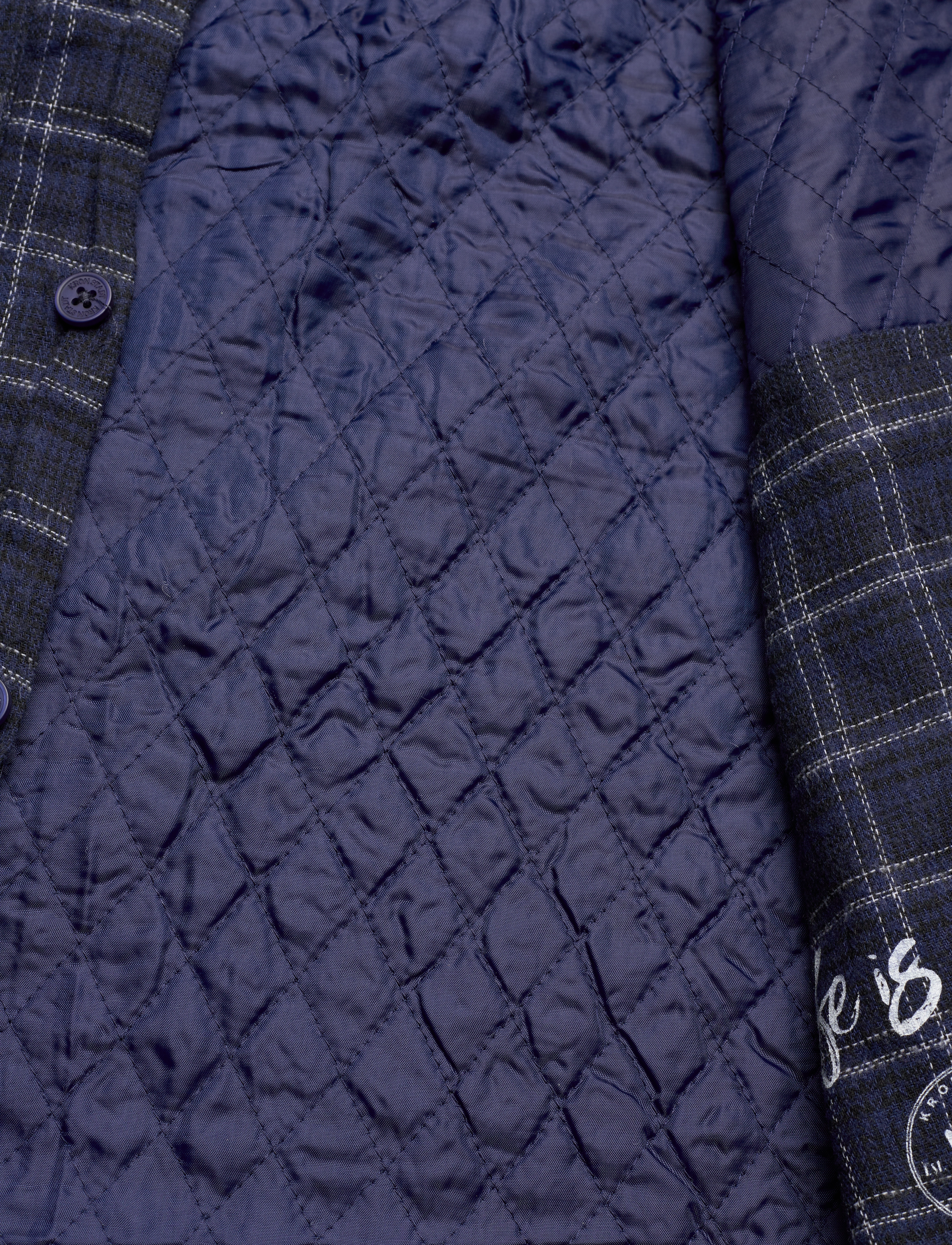 Kronstadt - Ramon Flannel check 07 quilted overshirt - navy - 4